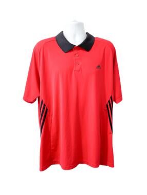 Adidas Climalite Polo Shirt Mens Size 2XL Red/Black Short Sleeve Pullover
